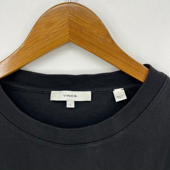 Vince Short Sleeve Tie-Waist T-Shirt Dress Women's Size L Black Crew Neck Cotton - Picture 4 of 9